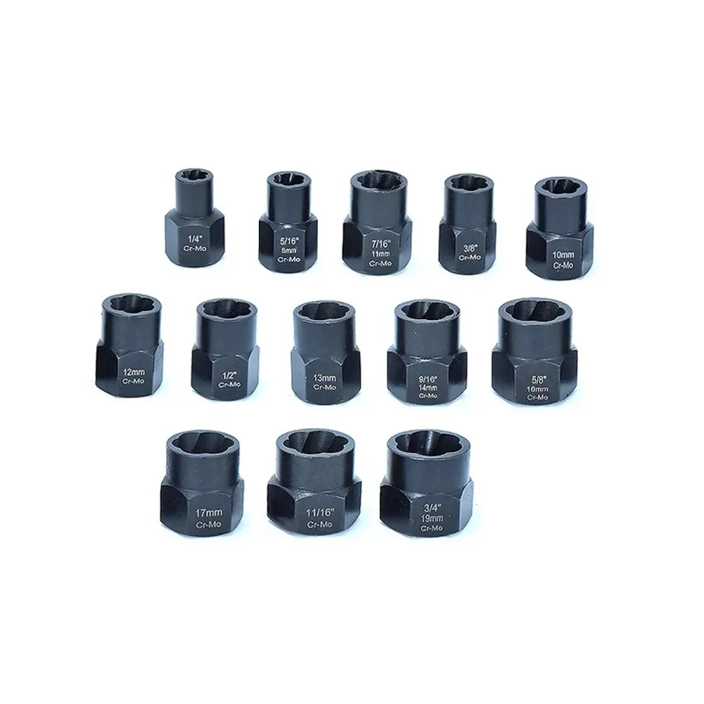 For Home Improvement Nut Extractor Set Stripped Nut Tool 13 Piece Socket Set 11 16 Compatible With Ratchet Wrench