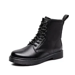 Fashion Men Autumn High Help Work Wear Short Boots British Outdoor Waterproof Leather Boots Vintage British Style Leather Boots