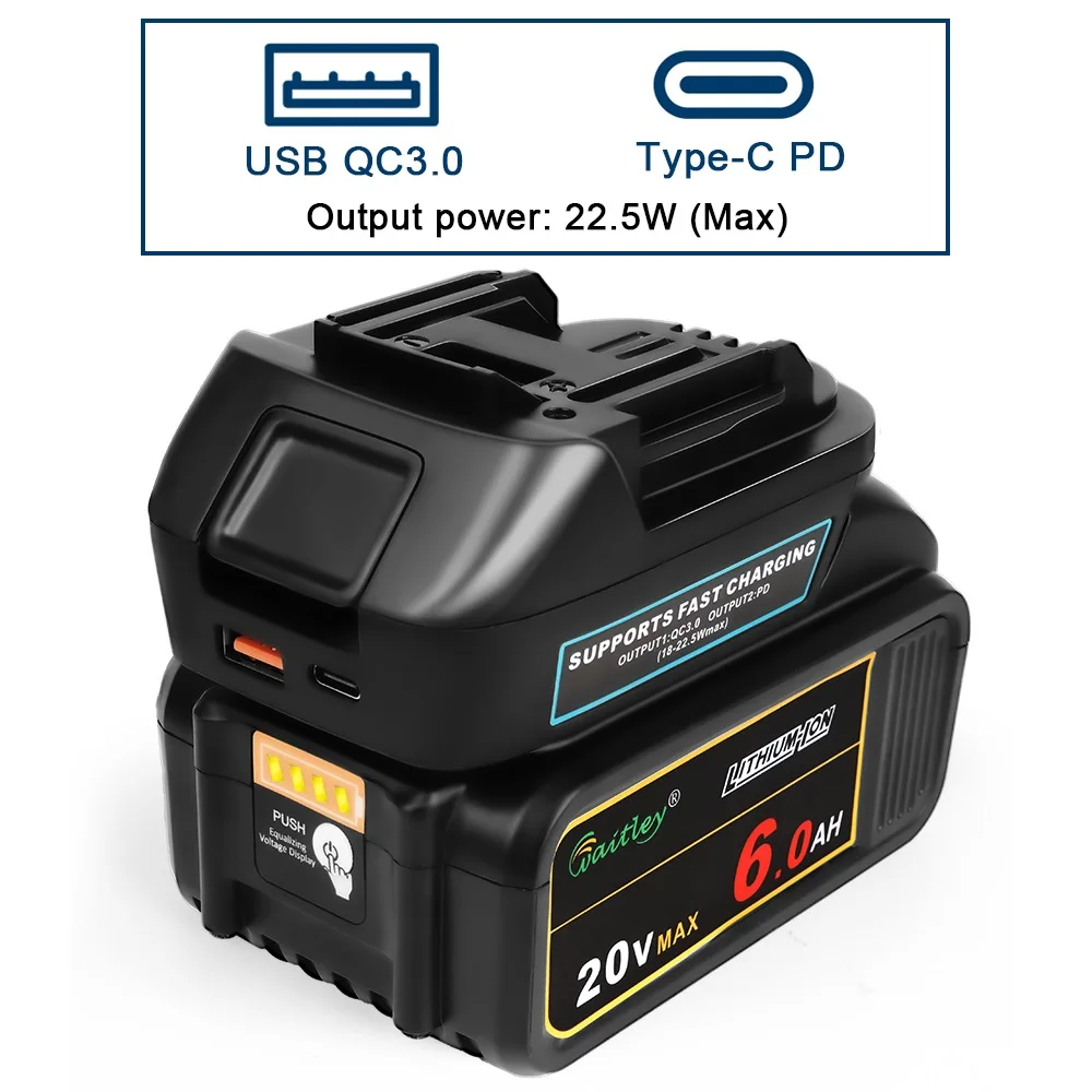 Battery Adapter for DEWALT or Milwaukee conversion to Makita Batteries MAKITA Power Tool Accessories Replaces Bl1850 with USB