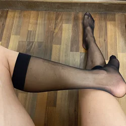 CLEVER-MENMODE Mens Transparent Stockings Sexy Sheer Ultra-Thin Long Socks Elastic Business Dress Socks See Through