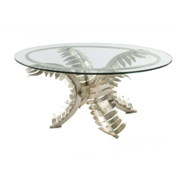 

American personalized light luxury, creative wrought iron leaf coffee table
