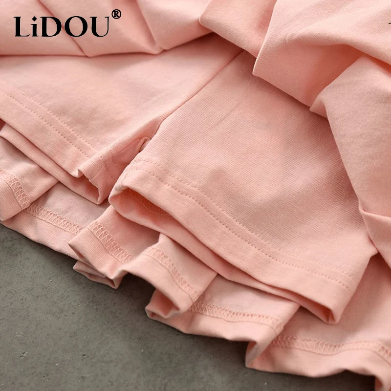 Rok Kawaii Musim Panas 2023 untuk Anak Perempuan Gaun Manis Estetika Fashion Korea Pakaian Anak-anak Warna Solid Chic Kasual Gaun Pesta Lucu