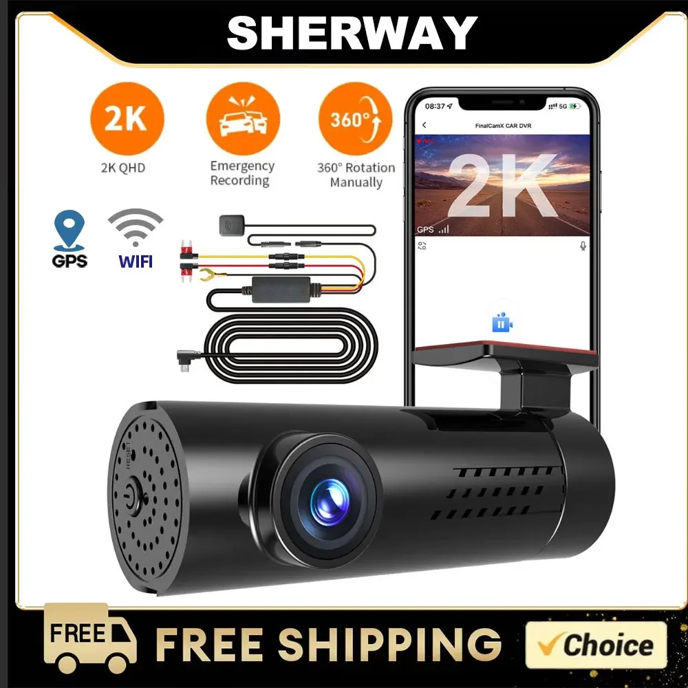 

Dashcam 2K Dash Cam Wifi GPS DVR Drive Video Recorder 24h Parking Monitoring Black Box HD Night Vision Loop Recording Car Camera