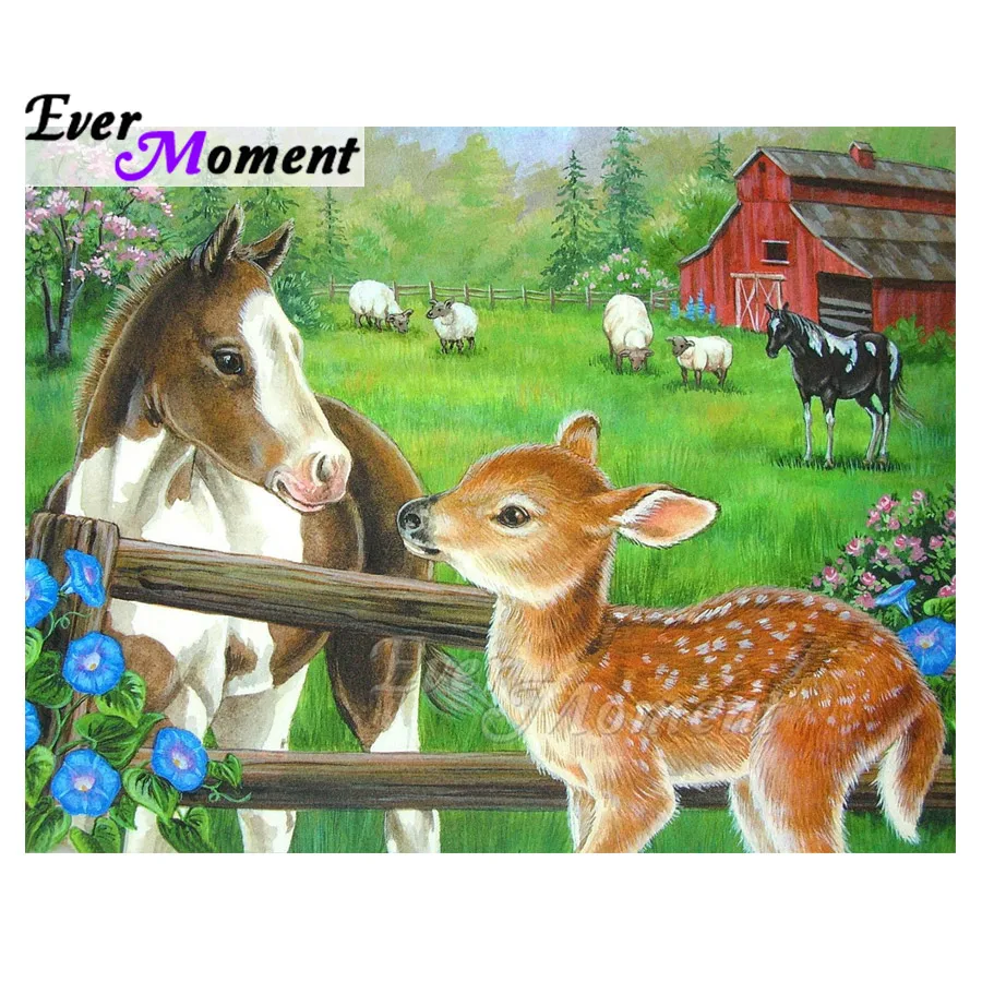 

Mosaic Horse Deer Farm Ever Moment Diamond Painting Full Square Cross Stitch Picture Of Rhinestone Diamond Embroidery ASF1780