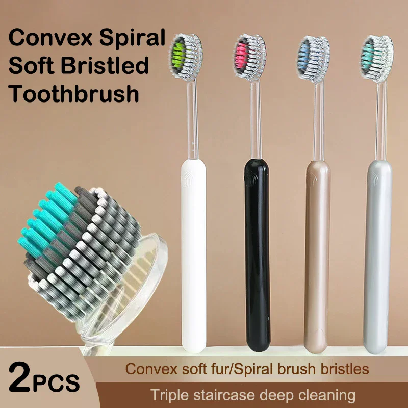 2 قطعة فرشاة أسنان تنظيف الفم فائقة النعومة فرشاة أسنان ذات شعيرات صلبة تنظيف عميق للبالغين تبييض الأسنان