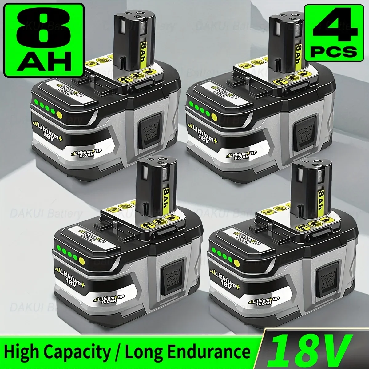 Batterie 8Ah pour RYOBI 18V P108, batterie 18V One+ Plus, 18 8000mAh, outils électriques au lithium-ion, P104 P107 RB18L50 RB18L20 P108