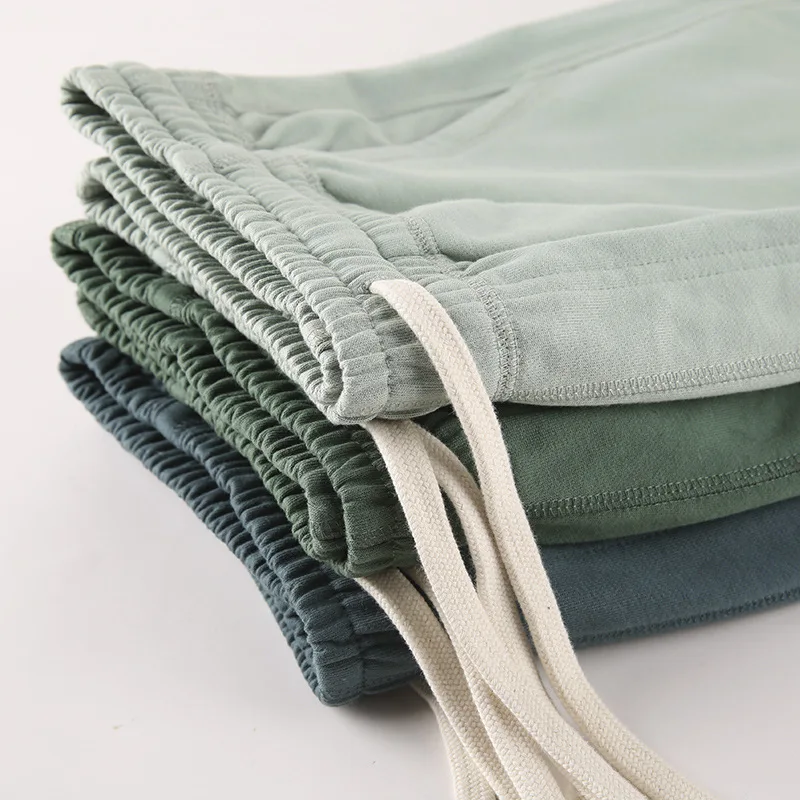 Summer Solid Color Drawstring Cotton Shorts Men Casual Jogger Sweathshorts Big Size Workout Gym High Quality Thicken Shorts