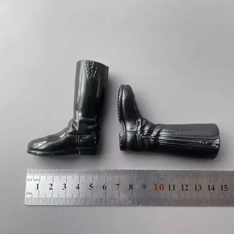 1/6 Action Figure Black Long Boots with Zipper Decoration Soft Rubber Material Hollow Shoes for 12inch Soldiers Body Accessory