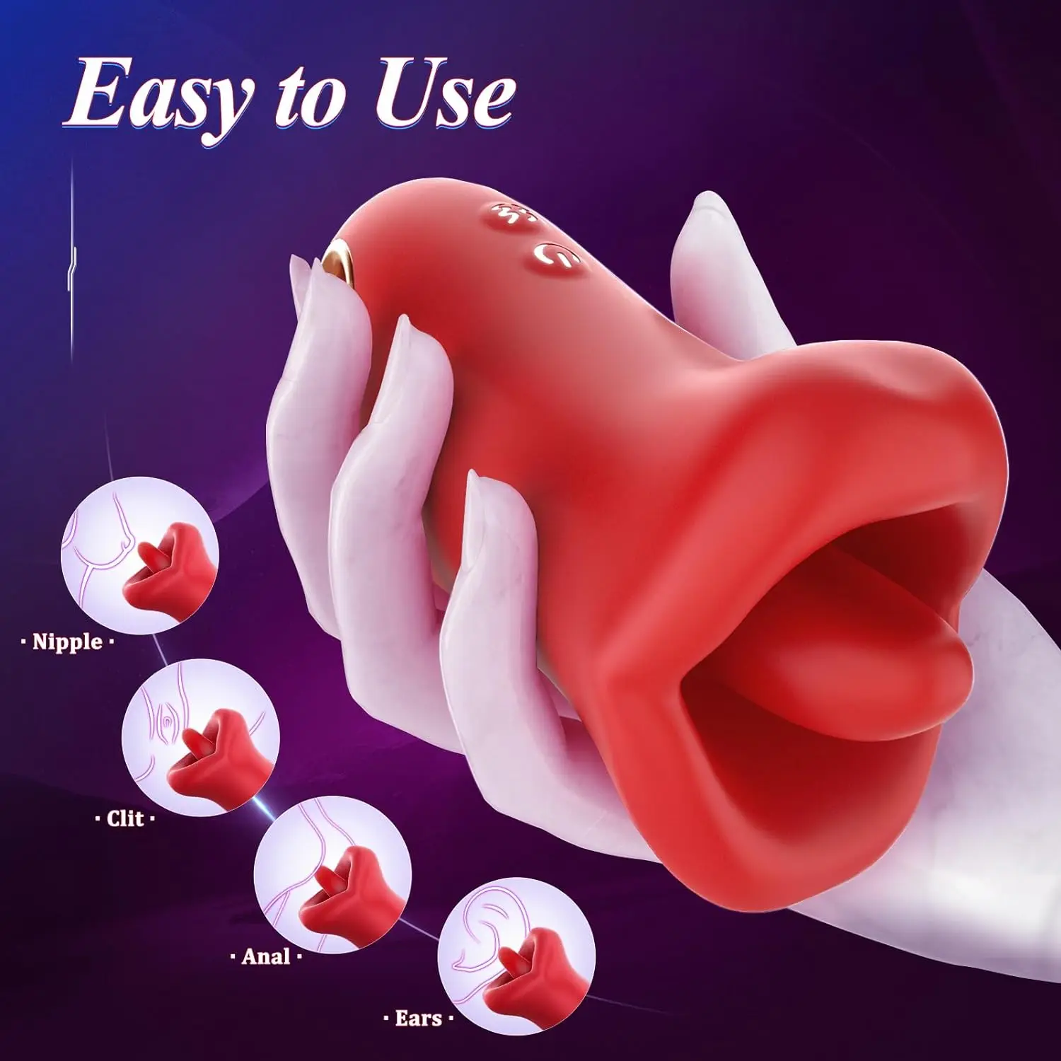 Rose Tongue Vibrator Mouth-Shaped 10 Tongue Licking Kissing Clit Licker Nipple Stimulator G-Spot Vibrators Sex Toys for Women image 4