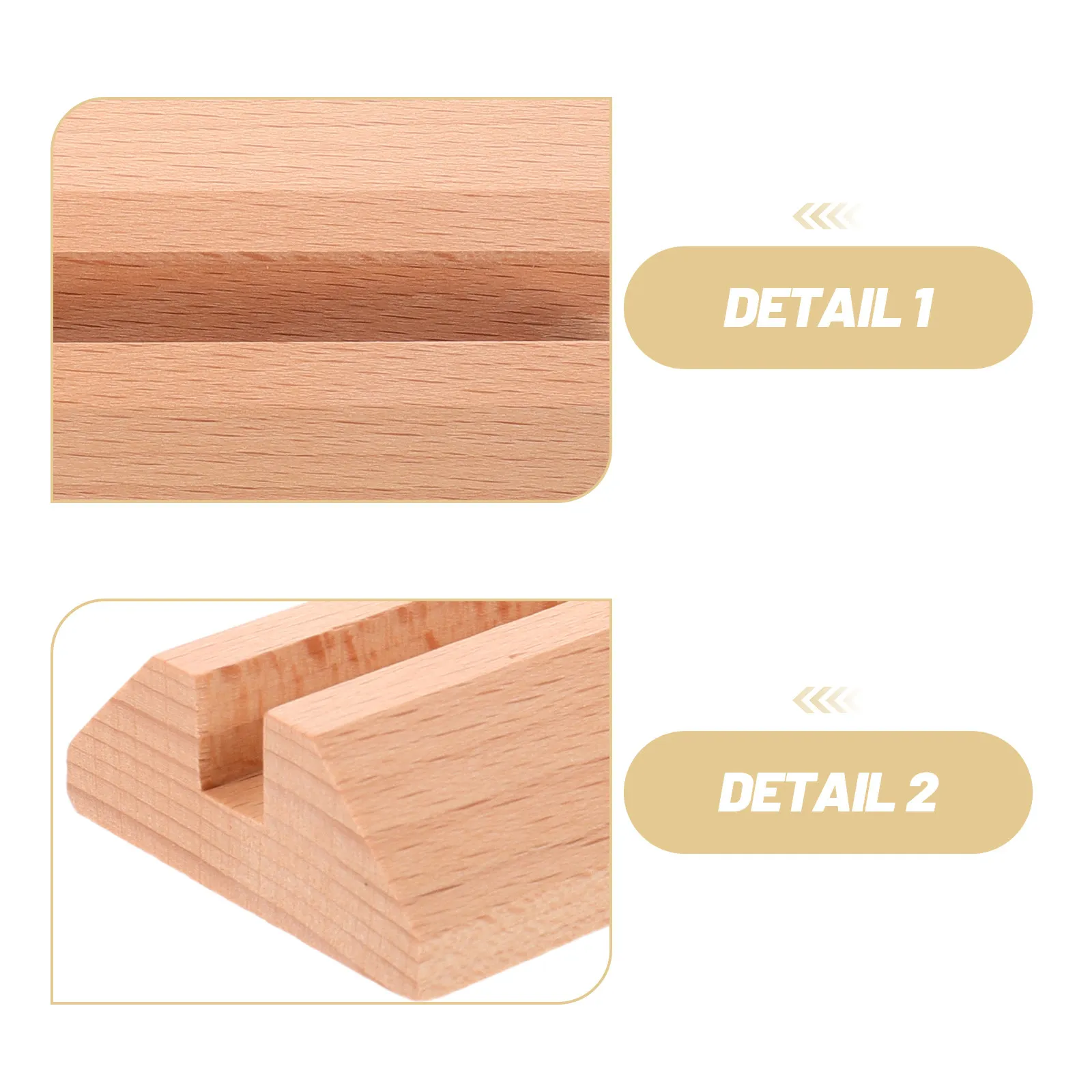 6Pcs Beech Wood Business Card Holder Smooth Polished Edges Stable Base Desktop Display Stand for Office Reception Wedding Table