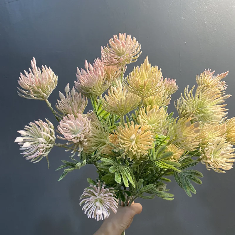 زهرة مقلدة واحدة، بلاستيك، زهرة ميموزا المقلدة، زهرة الزفاف، ديكور الفندق والمطاعم، نباتات خضراء، زهرة وهمية