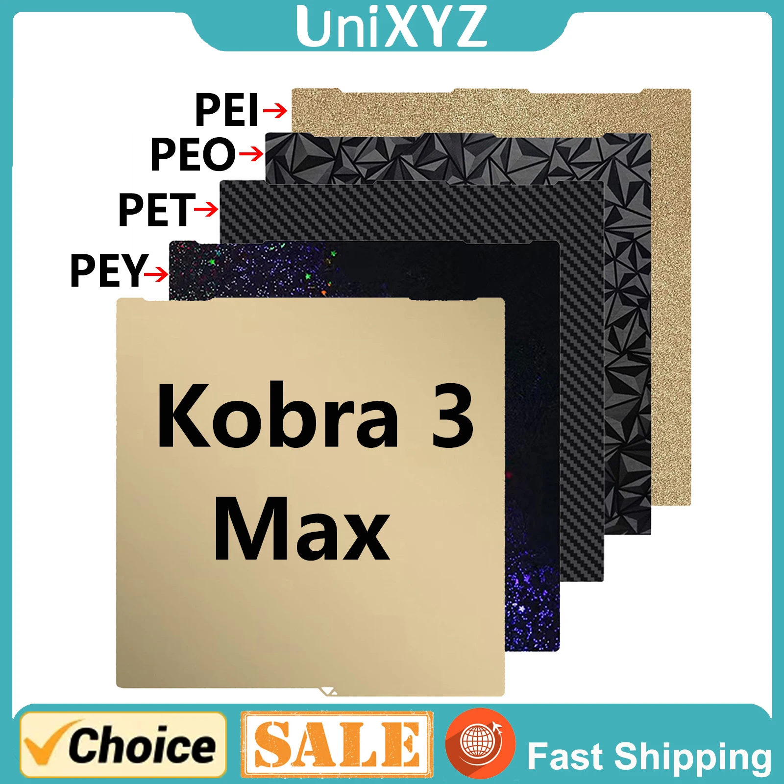 For Anycubic Kobra 3 MAX Build Plate 430x430mm Spring Steel Sheet Sheet PEI PEY PET PEO Dual Sided For Anycubic Kobra3 MAX