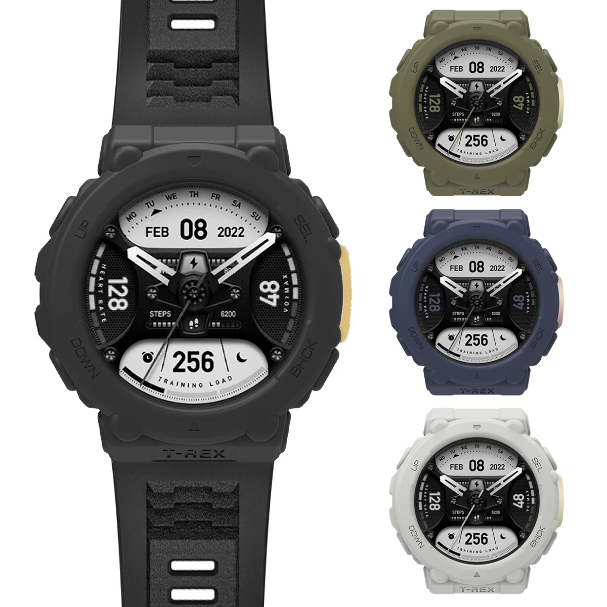 Silicone Protective Cover for Huami Watch Amazfit T-rex 2 Soft Bumper Hollow Case for Amazfit T-rex 2 Light Decoration Shell