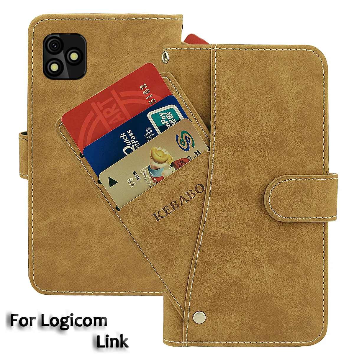 Vintage Leather Wallet Logicom Link Case 5'' Flip Luxury Card Slots Slip-resistant Cover Phone Protective Cases Bags