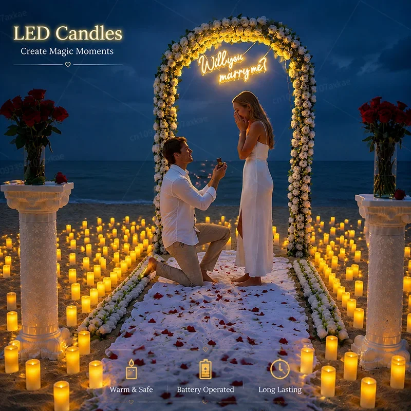 9-120Pcs Flameless LED Candles with Remote Control Flickering Artificial Candles for Wedding Concert Festival Dinner Decoration