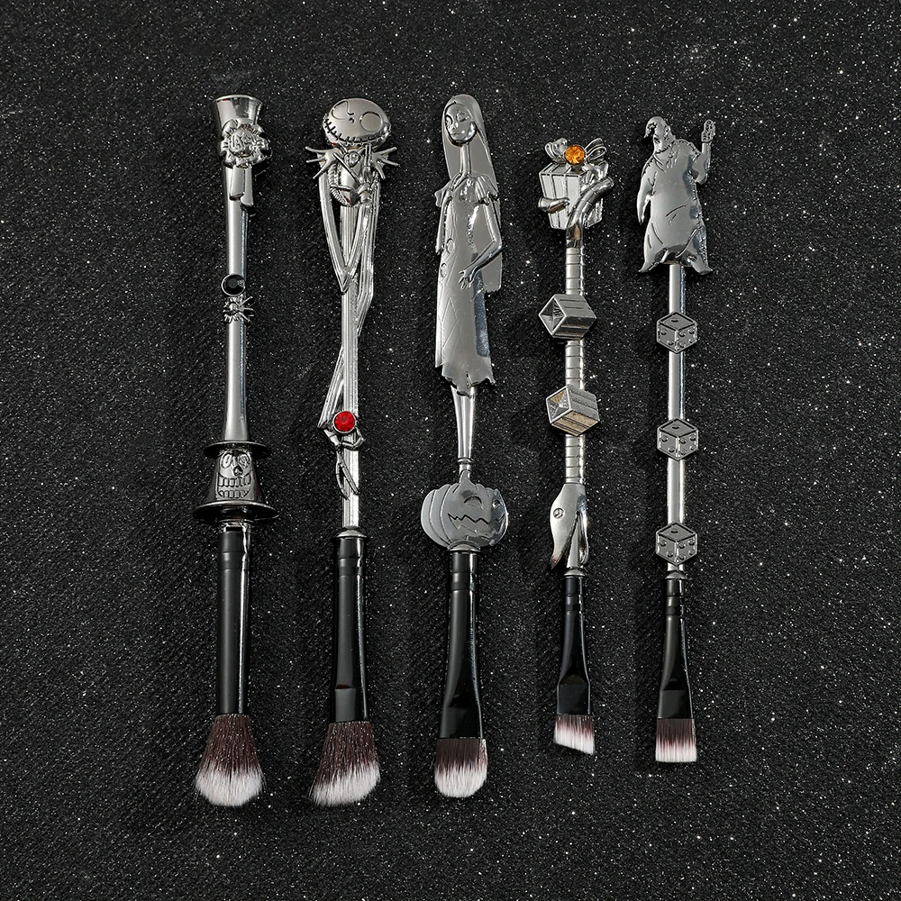 Halloween makeup brush 5 pieces dark style creative skull makeup brush set personalized metal eye shadow brush Halloween decorat