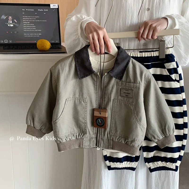 Boys' Coat 2026 Spring and Summer New Children's Wear Korean Style Boys and Girls Foreign Style Handsome Retro Overalls Jacket