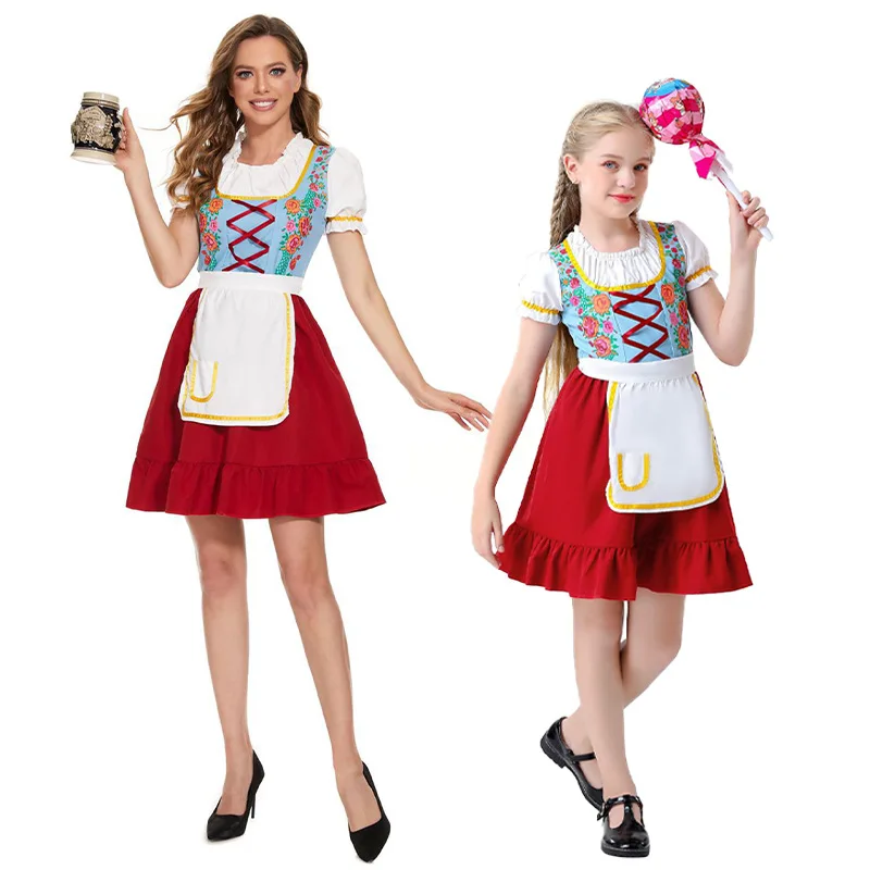 

2023 New Carnival Party Performance Beer Festival Costume Ethnic Style Parent-child Dress Beer Service Banquet Activities