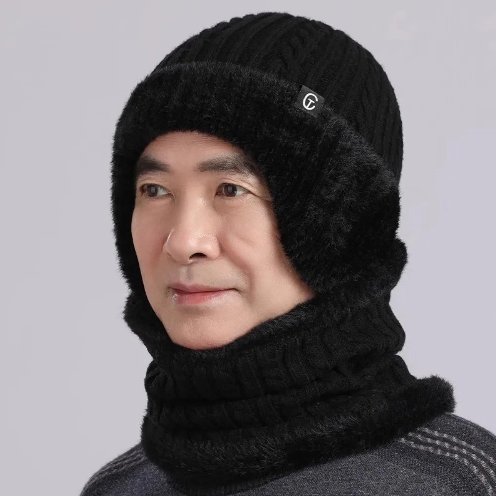 New Polar Fleece Hat Scarf Set Coldproof Warm Neck Warmer Windproof Ear Protection Cap For Elderly People