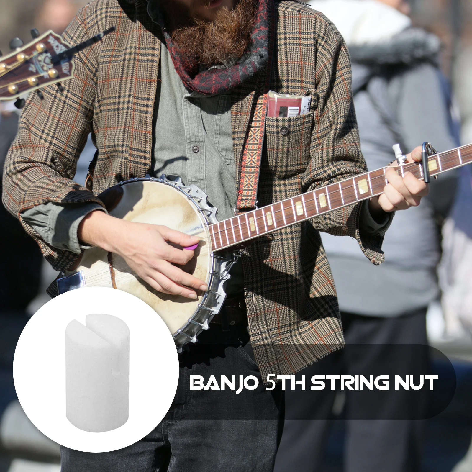 

4Pcs Banjo Bone Nut Replacement Kit Ox Bone Material Strong Sustain Fine Craftsmanship Durable Banjo String Nut