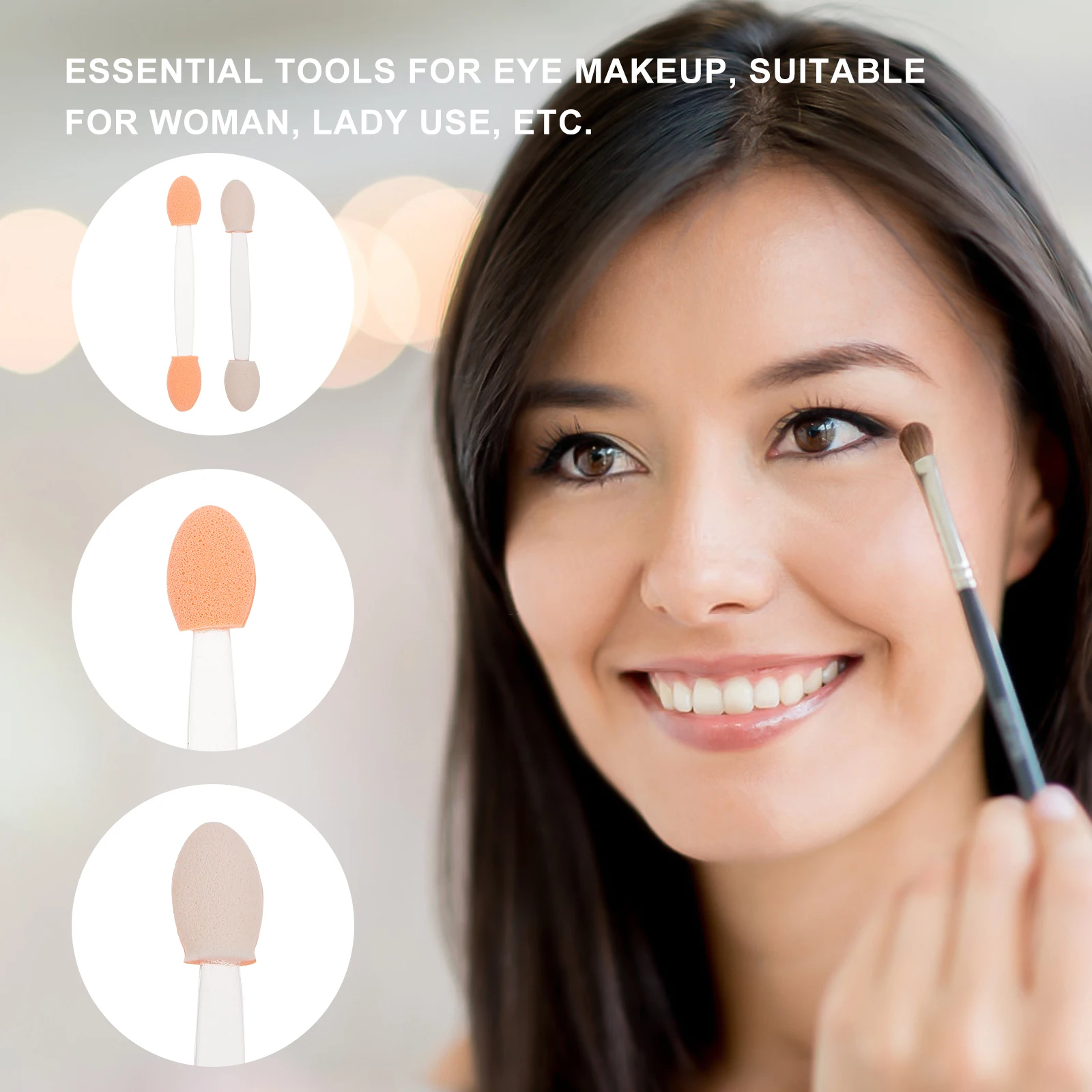 

100Pcs Dual-Ended Eyeshadow Applicators Latex Sponge Brushes With Sturdy For Professional Makeup Tools