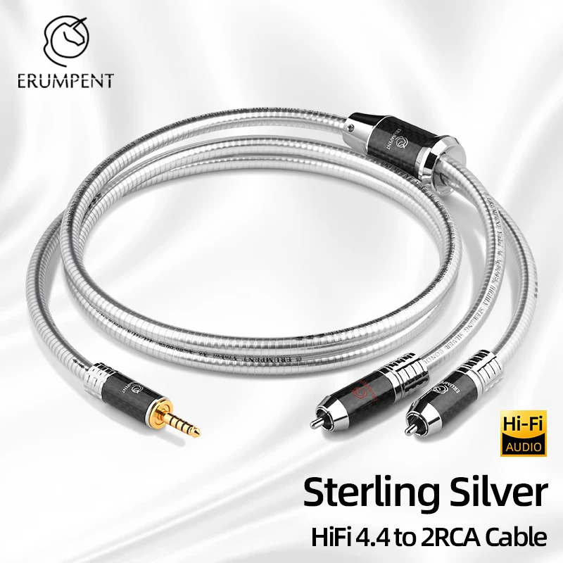 

Сбалансированный аудиокабель HiFi от 4,4 мм до 2RCA, высококачественный кабель из стерлингового серебра 2,5/4,4 мм с разъемом 2RCA для усилителя динамика для наушников