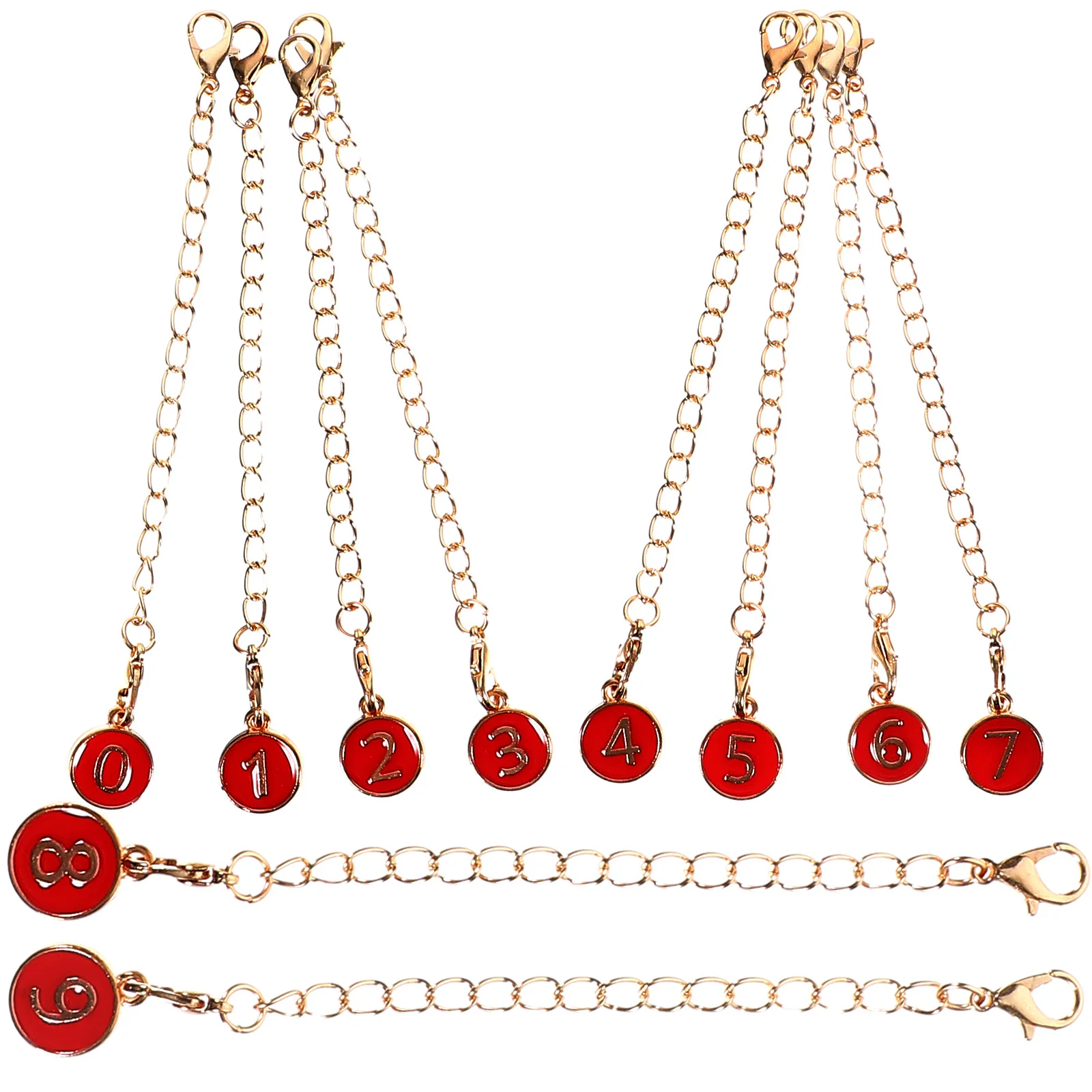 

10 Pcs Digital Chain Jewelry Charms for Tumblers Mug Hanging Cup Red Handle Pendant