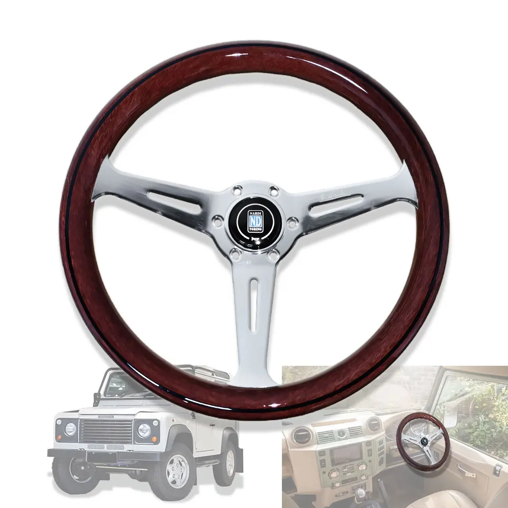 

Universal Classic imitation Wood Grain Steering Wheel 350mm Racing Sports Car Steering Wheel for Land Rover Defender