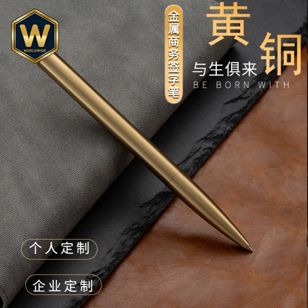All Brass Signature Pen Heavy Feel Gel  0.5mm Office Business Company Custom Logo Ballpoint  1.0mm Signature Gift