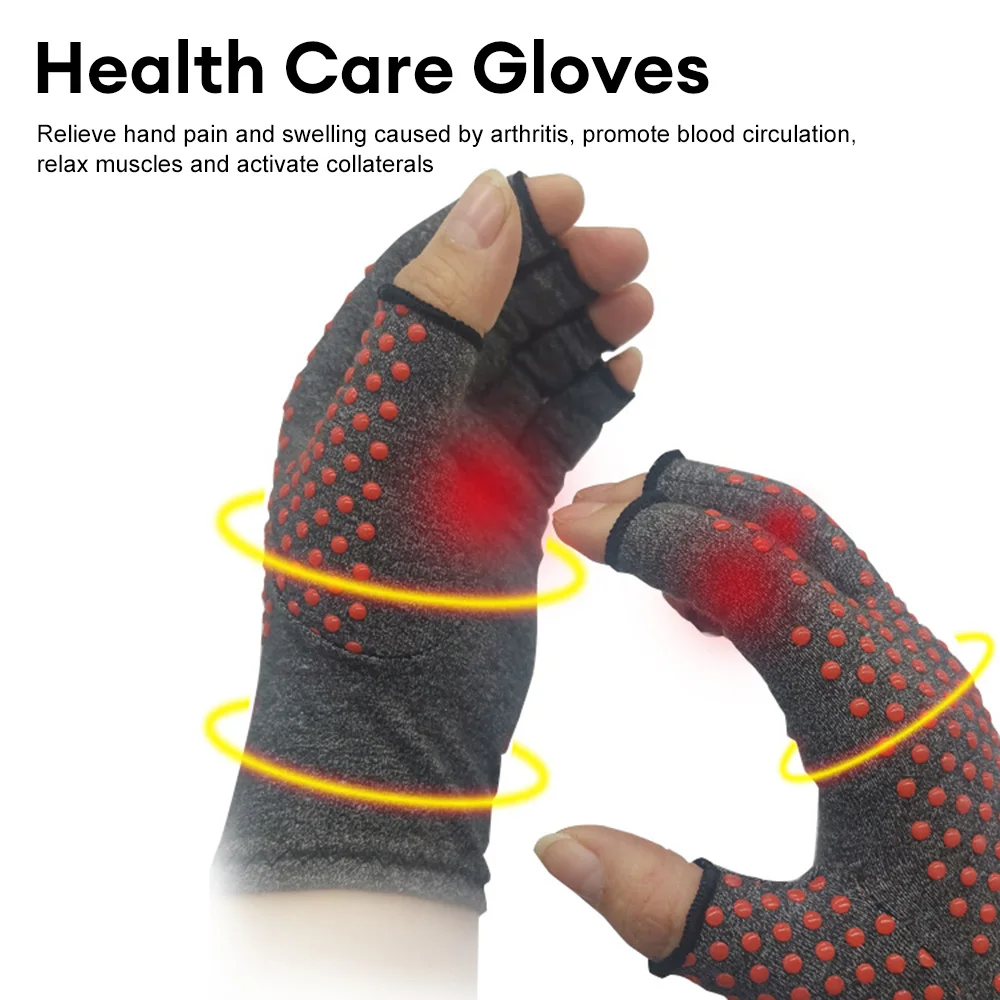 1Pair Arthritis Compression Gloves for Hand Arthritis Carpal Tunnel Pain Anti-Slip Glue Dot Gloves for Women & Men