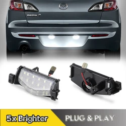 Mazda 2 2011-2013 için 2 adet Mazda3 2009-2013 LED plaka araba ışıkları arka numarası lambaları 18smd beyaz Canbus OEM # BS1E-51-274F