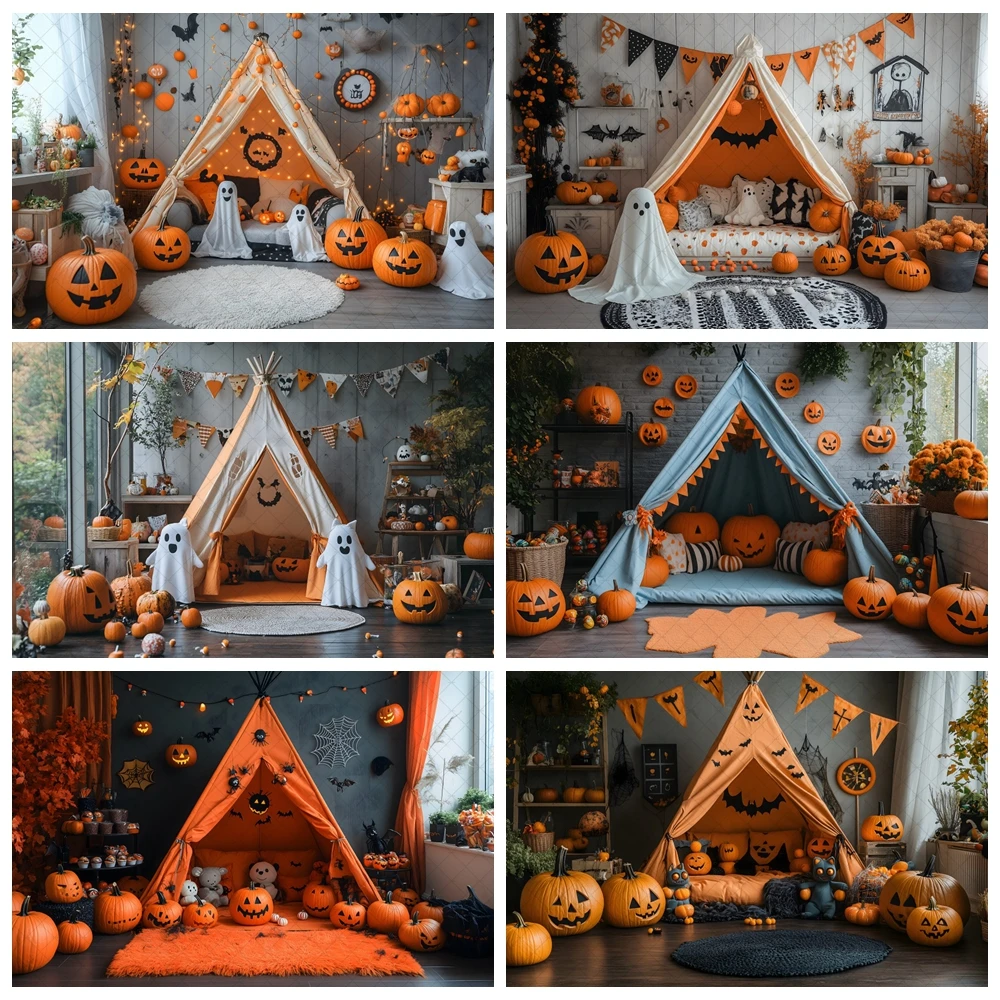 

Fantastic Halloween Party Photography Backdrops Forest Tent Baby Photocall Background Studio Photobooth Decoration Props