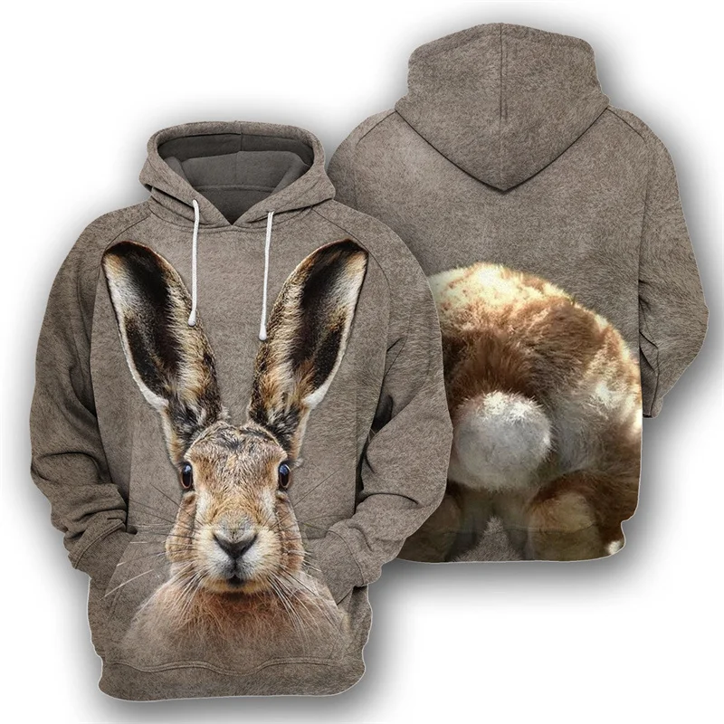 Animal 3D Printed Kangaroo Koala Rabbit Hoodie For Men Cool Long Sleeve Pullover Sweatshirts Street Hooded Coat Kids Clothes