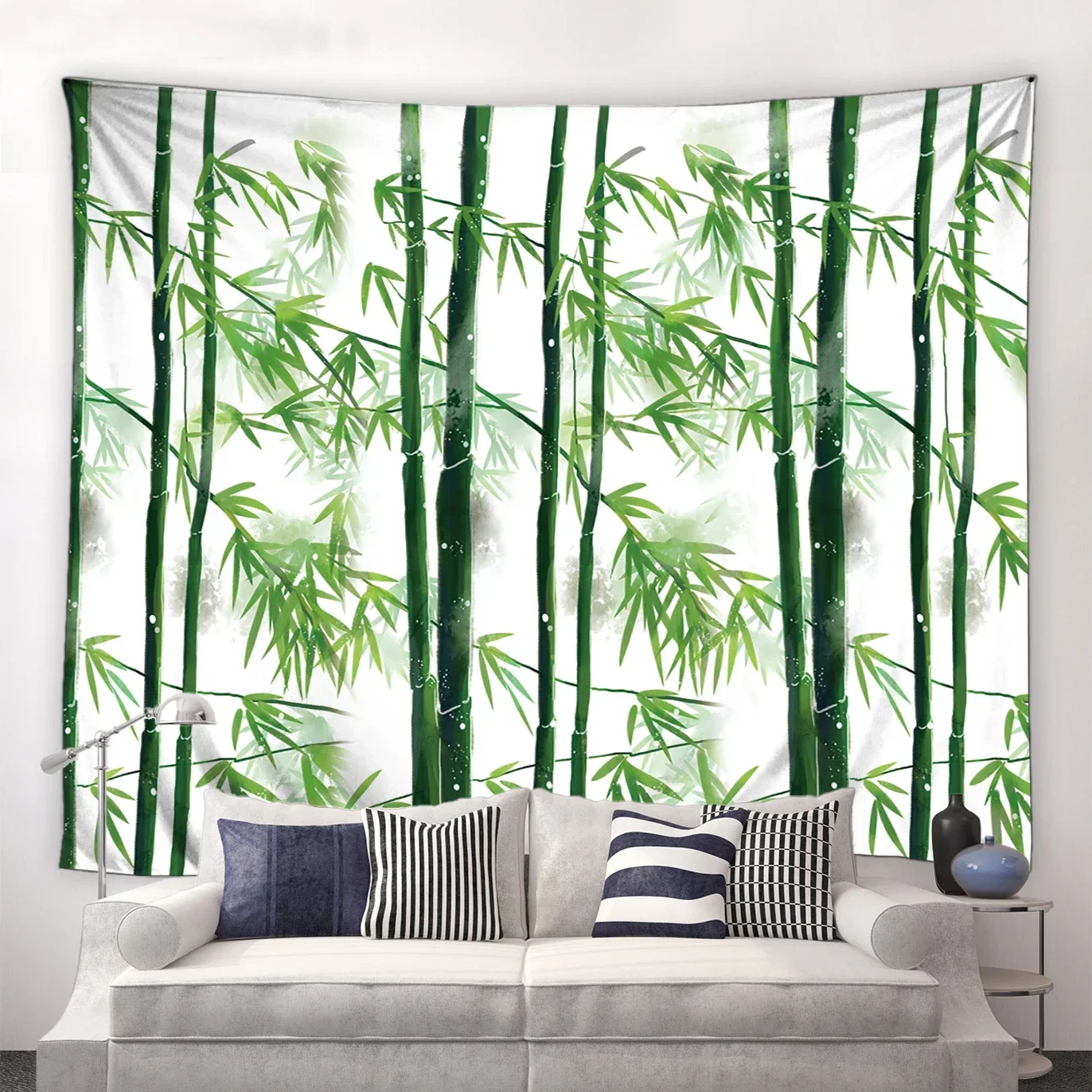 Study home scenery wall hanging scenery Bohemian blanket Zen green bamboo tapestry pastoral scenery Chinese style tapestry