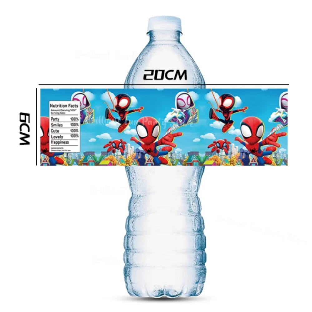 Spidey And His Amazing Friends Water Bottle Label Set - Spiderman Birthday Decorations Stickers for Boys Baby Shower Party Gifts