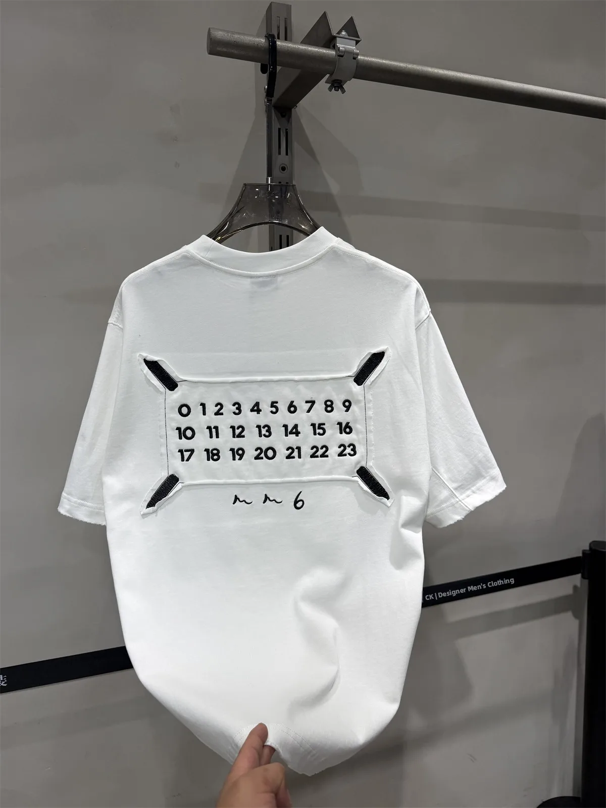 Oversize Loose Short Sleeve T-Shirt Mr. M Heavyweight Trendy Brand Digit Patchwork Men Women Frayed  Embroidery Cotton Tee