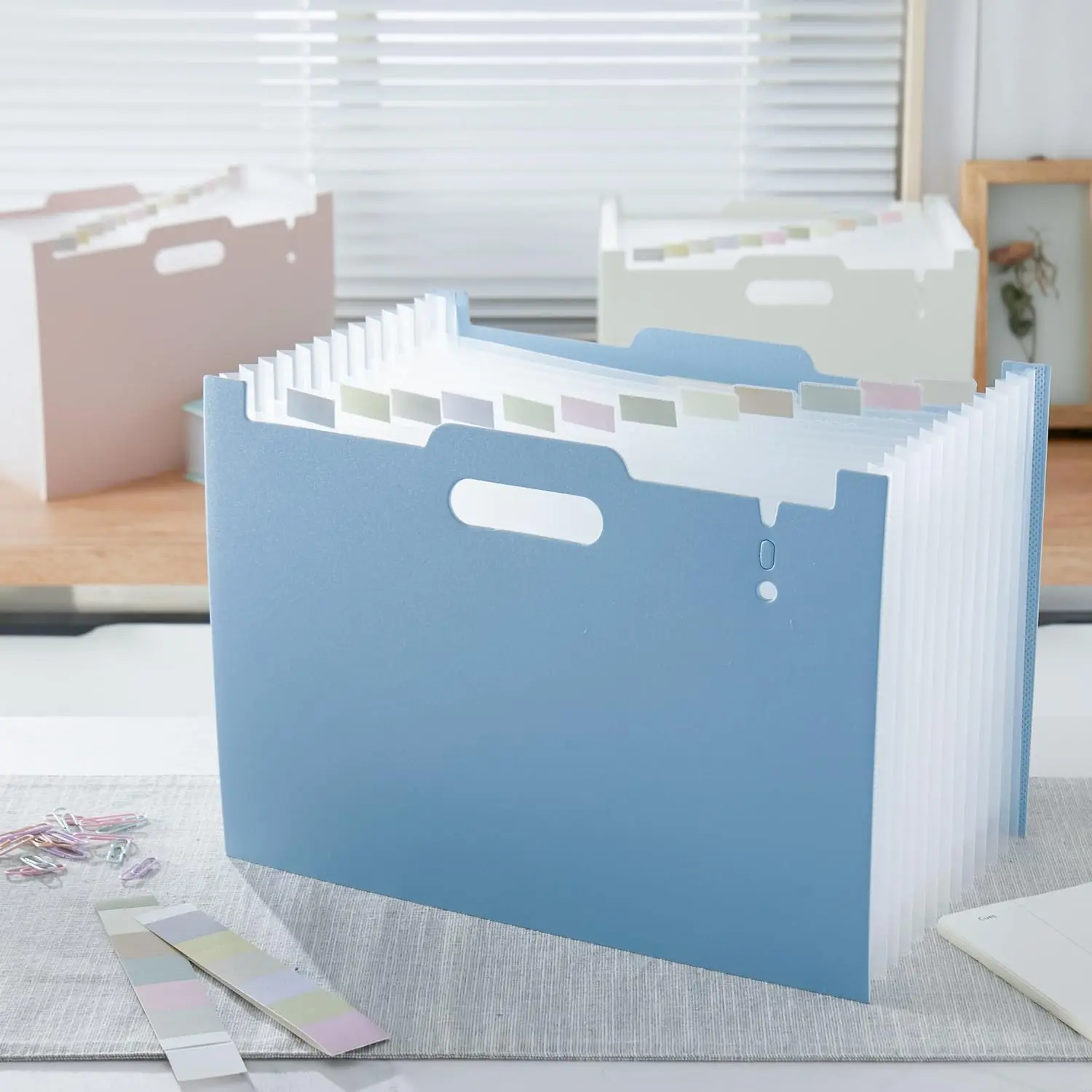 1-4PCS 13 Pocket Multi Layer File Organizer Expandable Document Bag with Handle for Desk Stand Up Student Test Paper Folder