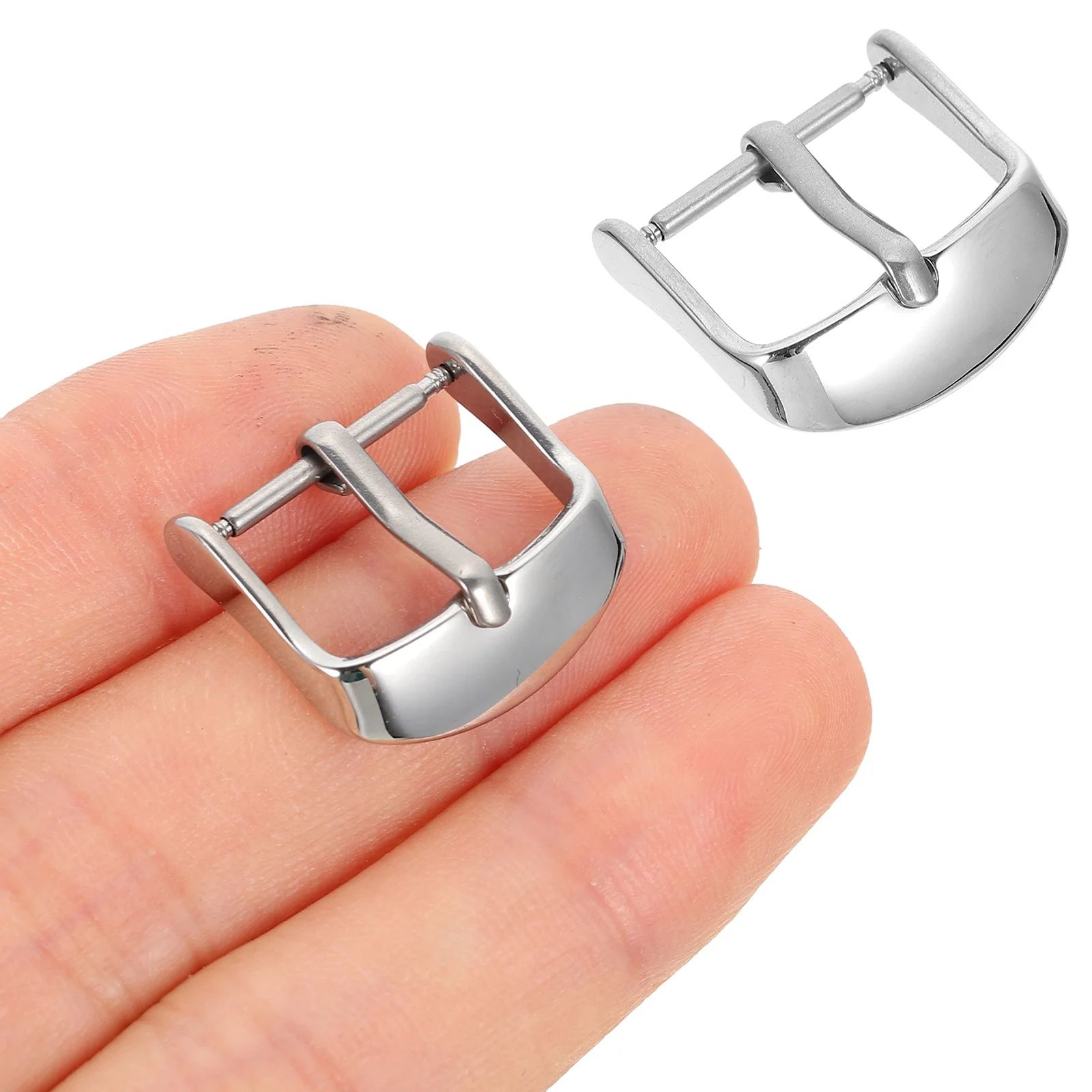 

2pcs Strap Steel Replacement Clasp For Band Durable Smooth Stainless Steel Watch Bright Buckle Watch Band Buckle