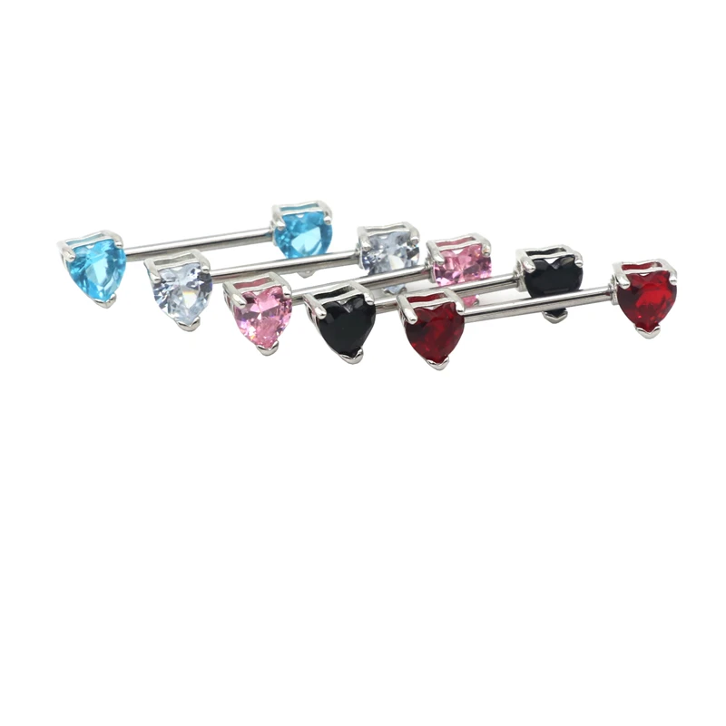 

Crystal Zircon Heart Nipple Ring 6mm Gem Surgical Steel 16G Fashion Body Piercing Jewelry