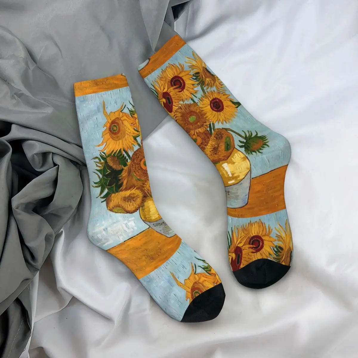 Van Gogh Stockings Unisex Men sunflower Socks Comfortable Vintage Socks Spring Running Non-Slip Pattern Socks Birthday Present