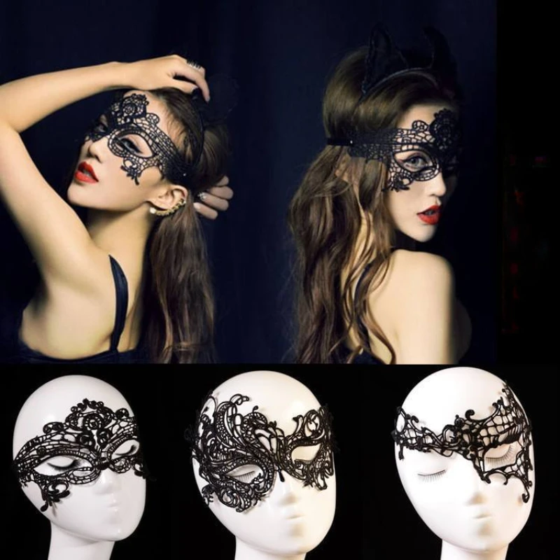 Popular Lace Masquerade Ball Black Sexy Lace Mask Cut-out Lace Eye Mask Bar Night Show Mask