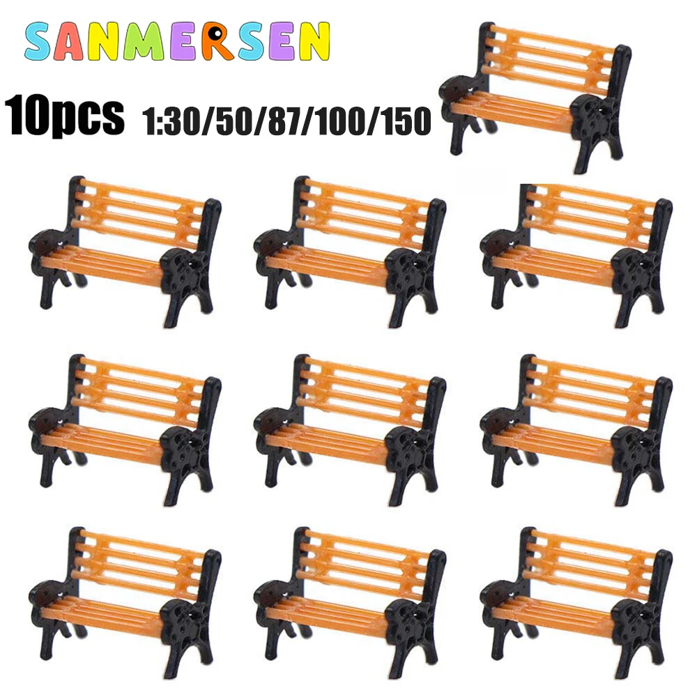 10Pcs/lot Park Benches Model Train 1:30/50/87/100/150 HO Scale Mini Bench Chair Settee Railway Layout Micro Landscapes Decor Toy