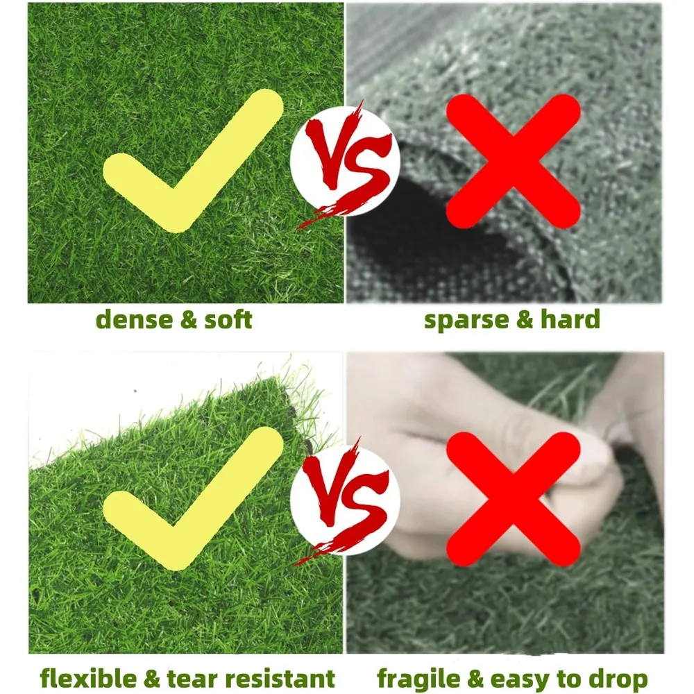 سجادة عشب صناعية، لفة سجادة عشب واقعية كبيرة 3.3 قدم × 33 قدم، بساط عشب صناعي سميك 1.18 مع استنزاف