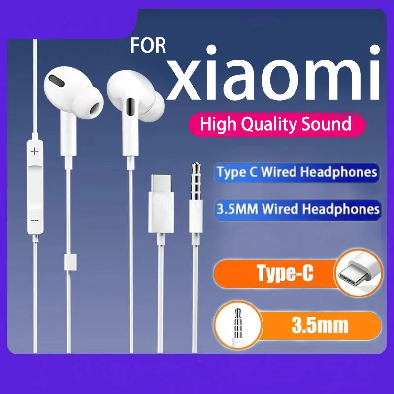 نوع C سماعات رأس سلكية لشاومي 14 13 12 11 برو الترا لايت 3.5 مللي متر سماعة ل Redmi POCO هواوي سامسونج سماعات الأذن اكسسوارات #1