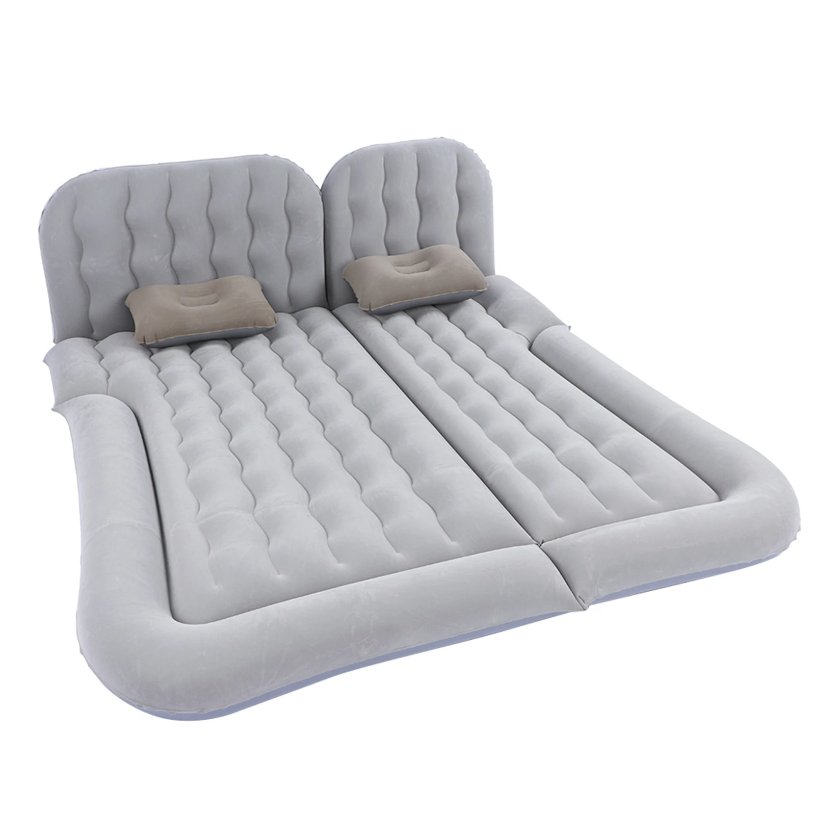 Protable 2‑In‑1 Multifunction Inflatable Travel Car Inflatable Bed Mattress PVC Flocking Soft Sleeping Rest Cushion for Car SUV