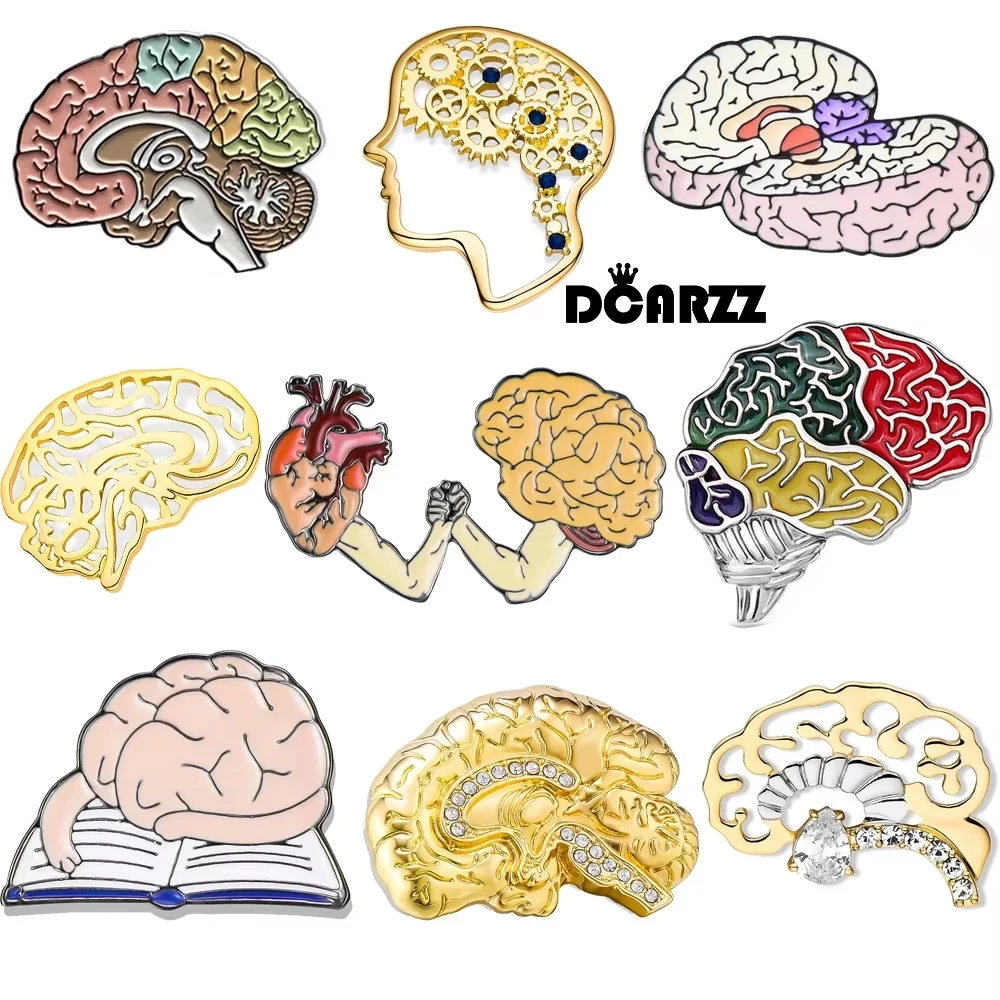 DCARZZ Enamel Barin Brooch Pins Set Medical Anatomy Brain Neurology Jewelry Lapel Backpack Badge Gifts for Doctor Nurse