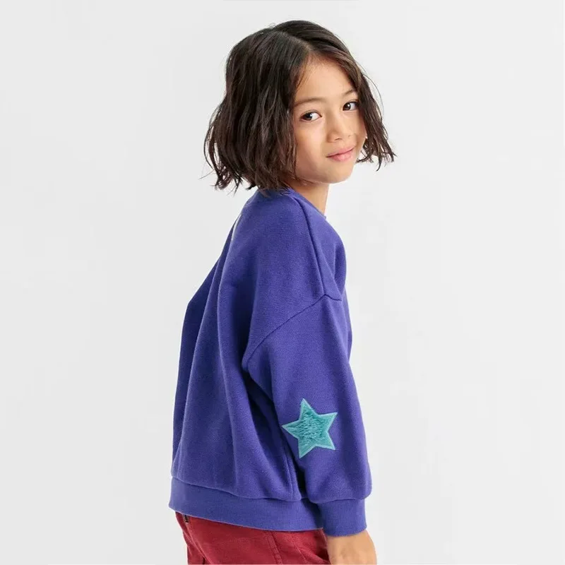 2024 Winter Thickened Children's Embroidered Five-pointed Star Heart Elbow Loose Sports Hoodie