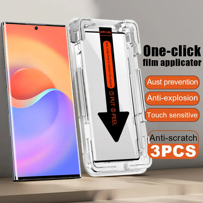 3ชิ้นฝุ่นฟรีห้องโดยสารกระจกนิรภัยสําหรับS Amsung S24อัลตร้าS23บวกS24 S23 S22บวกS21อัลตร้าแก้วสมาร์ทโฟนป้องกันฟิล์ม