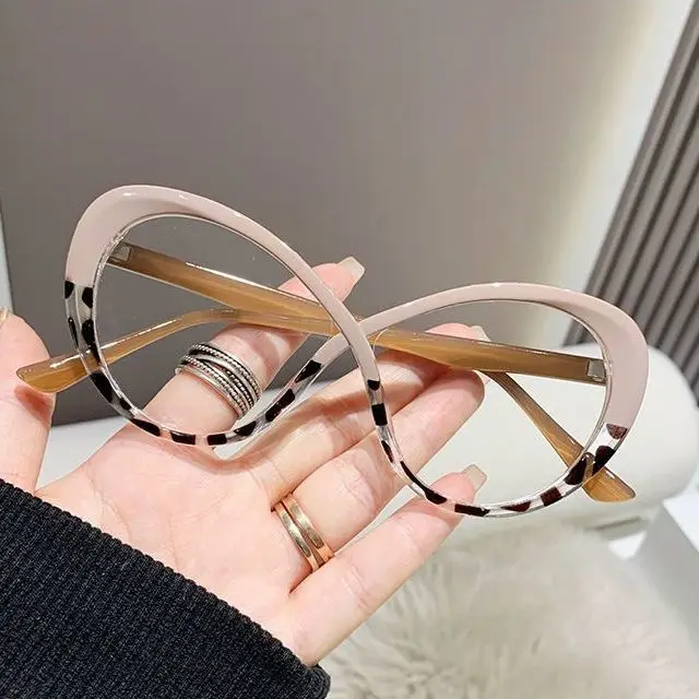 

Shatar Peculiar Shaped Reading Glasses Large Frame Women's Fashion Personality Shows Youthful Prescription Anti Blue Light HD