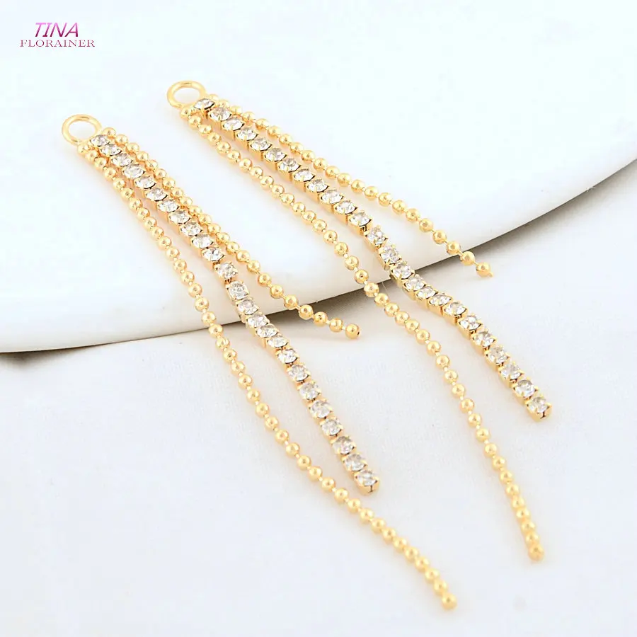 4PCS 60MM 18K Gold Color Brass Tassel Chain Charms Pendants Jewelry Making Supplies Diy Earrings Findings Accessories view 5